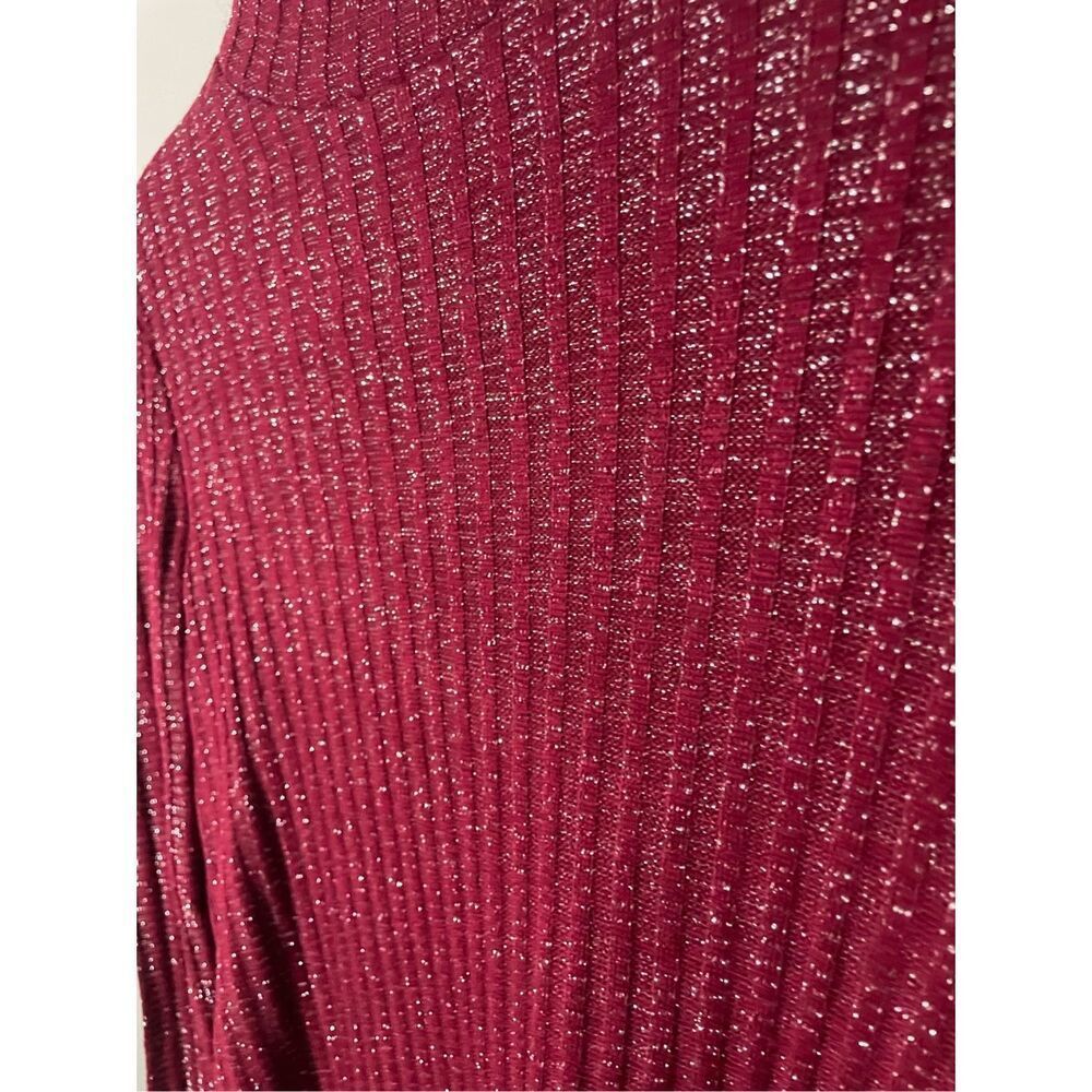 NWT Urban Outfitters Wine Burgundy Shimmer Mock Neck Long Sleeve Dress - Picture 4 of 9